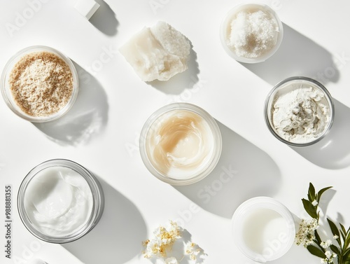 Assortment of Collagen Products for Skin Nourishment and Beauty Enhancement Displayed on a Pristine White Background