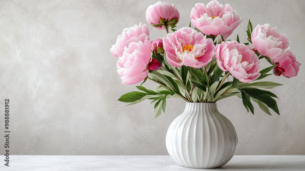 vibrant peonies flowers arranged in a vase with a white background the minimalist aesthetic and soft petals offering a refined and elegant setting for product display presentations or room decor vibrant peonies flowers arranged in a vase with a white background the minimalist aesthetic and soft petals offering a refined and elegant setting for product display presentations or room decor