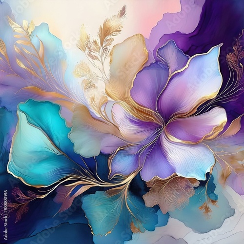 abstract watercolor flowers background or wallpaper photo