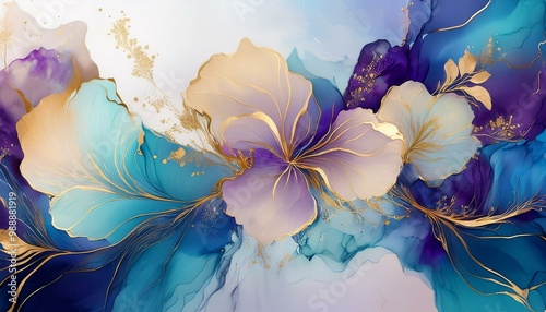 abstract watercolor flowers background or wallpaper photo