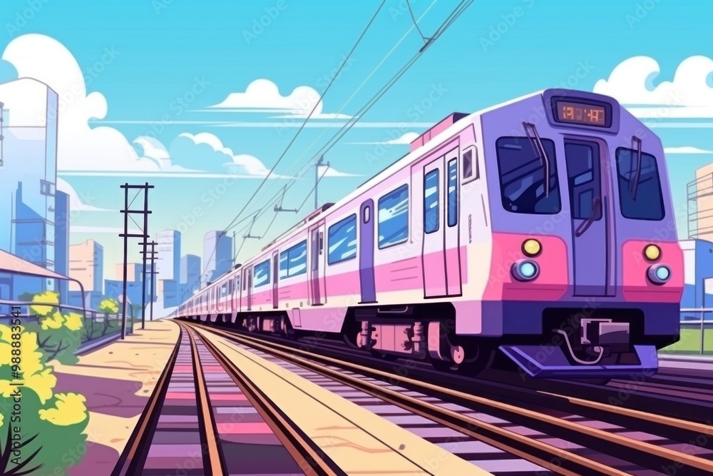 Obraz premium Railway in city vehicle train transportation.