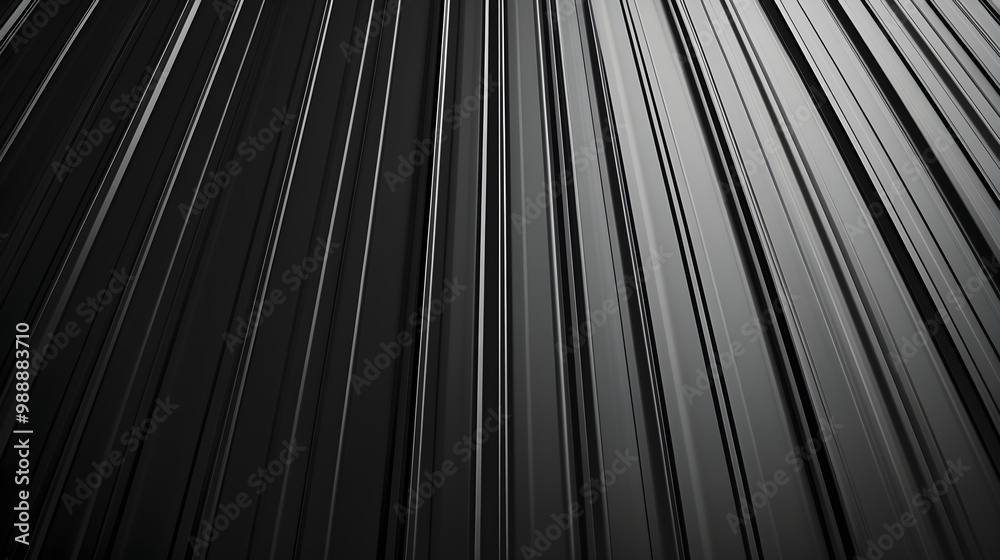 Fototapeta premium Metallic black texture. Steel sheet roof background. Iron corrugated background. 