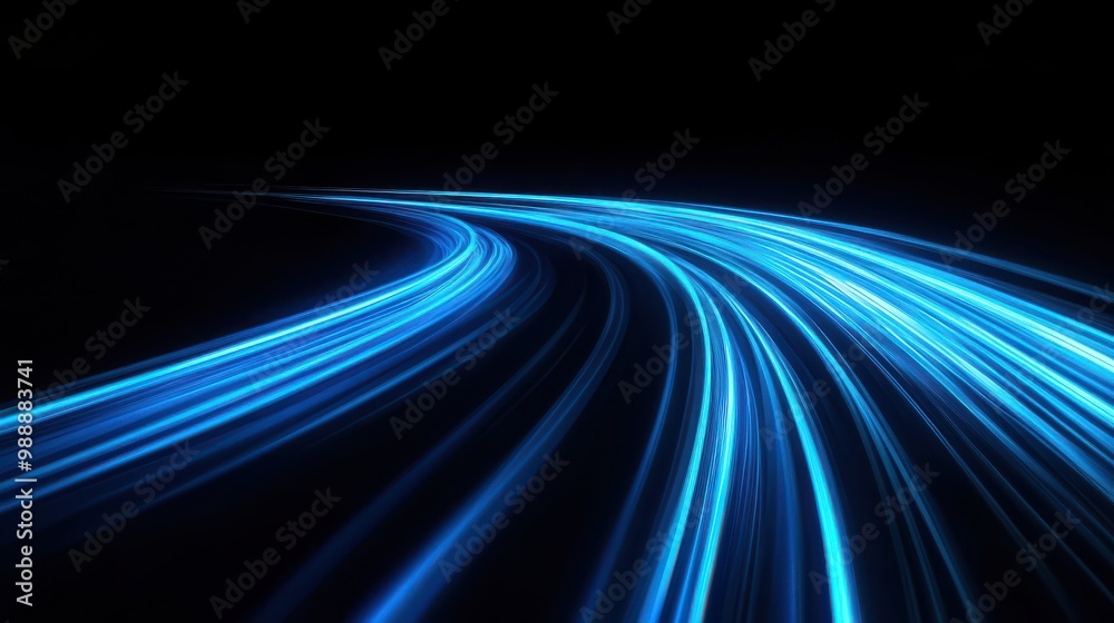 Dynamic Flowing Blue Light Streaks across a Dark Background for Modern Design Use Dynamic Flowing Blue Light Streaks across a Dark Background for Modern Design Use