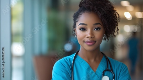 professional african american nurse with a stethoscope in a healthcare setting her warm and caring demeanor reflecting her commitment to patient care and the diversity of nursing professionals