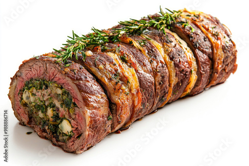 Beef roulade isolated on a white background