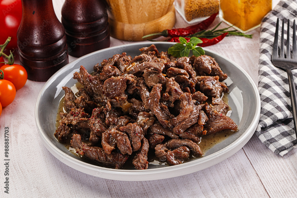 Stew beef slices with gravy Stew beef slices with gravy