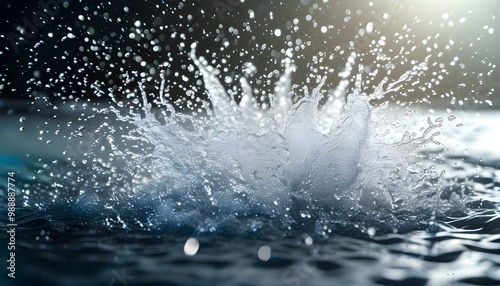 Dynamic water splash effect with impact bursts and airy fluttering motion