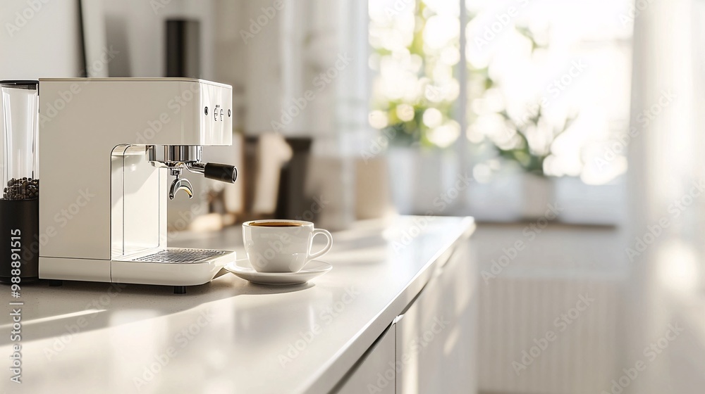 A sleek and clean minimalist kitchen featuring a white cupboard and a refrigerator, creating a contemporary interior design setting. A sleek and clean minimalist kitchen featuring a white cupboard and a refrigerator, creating a contemporary interior design setting.