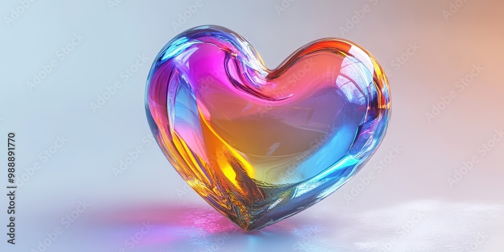 Colorful Holographic Heart in Glass Design Colorful Holographic Heart in Glass Design
