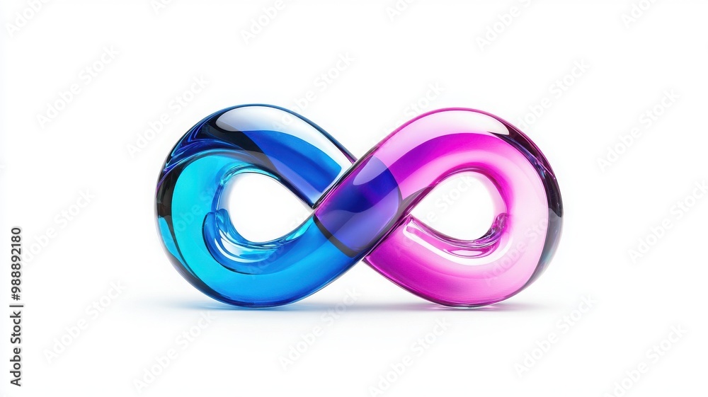 An artistic representation of the infinity symbol featuring vibrant blue and pink colors, symbolizing limitless possibilities.