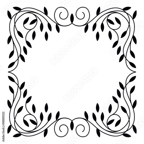 Vector design element and illustration in simple linear style - boho arch logo design element and frame for social media stories and posts, square border with ornament and copy space for text