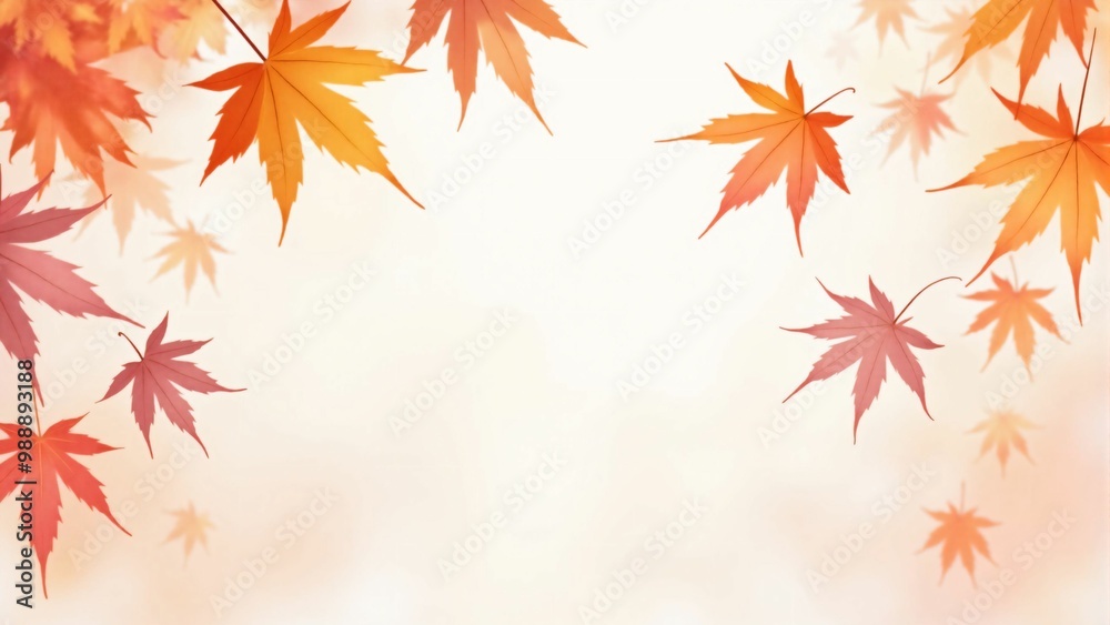 カエデ・紅葉した赤・緑・紫・オレンジの葉が白い背景の上に散らばって敷き詰められている水彩画風の手書き風のイラスト A hand-drawn watercolor-style illustration of maple leaves in red, green, purple, and orange autumn colors scattered and spread across a white カエデ・紅葉した赤・緑・紫・オレンジの葉が白い背景の上に散らばって敷き詰められている水彩画風の手書き風のイラスト A hand-drawn watercolor-style illustration of maple leaves in red, green, purple, and orange autumn colors scattered and spread across a white