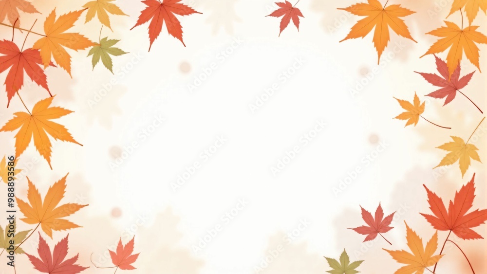 カエデ・紅葉した赤・緑・紫・オレンジの葉が白い背景の上に散らばって敷き詰められている水彩画風の手書き風のイラスト A hand-drawn watercolor-style illustration of maple leaves in red, green, purple, and orange autumn colors scattered and spread across a white カエデ・紅葉した赤・緑・紫・オレンジの葉が白い背景の上に散らばって敷き詰められている水彩画風の手書き風のイラスト A hand-drawn watercolor-style illustration of maple leaves in red, green, purple, and orange autumn colors scattered and spread across a white