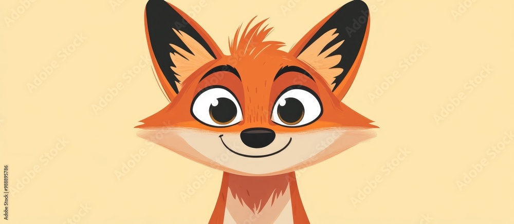 Obraz premium Cartoon fox with cross eyed expression in a flat color style