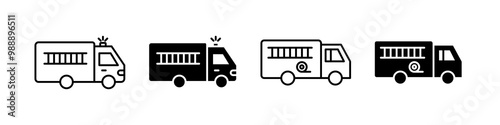 Fire emergency firetruck icon set