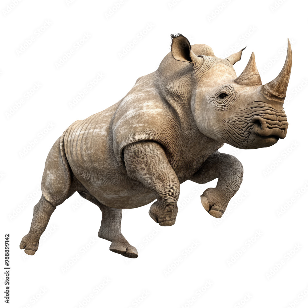 Fototapeta premium Running Rhino Clipart Illustration