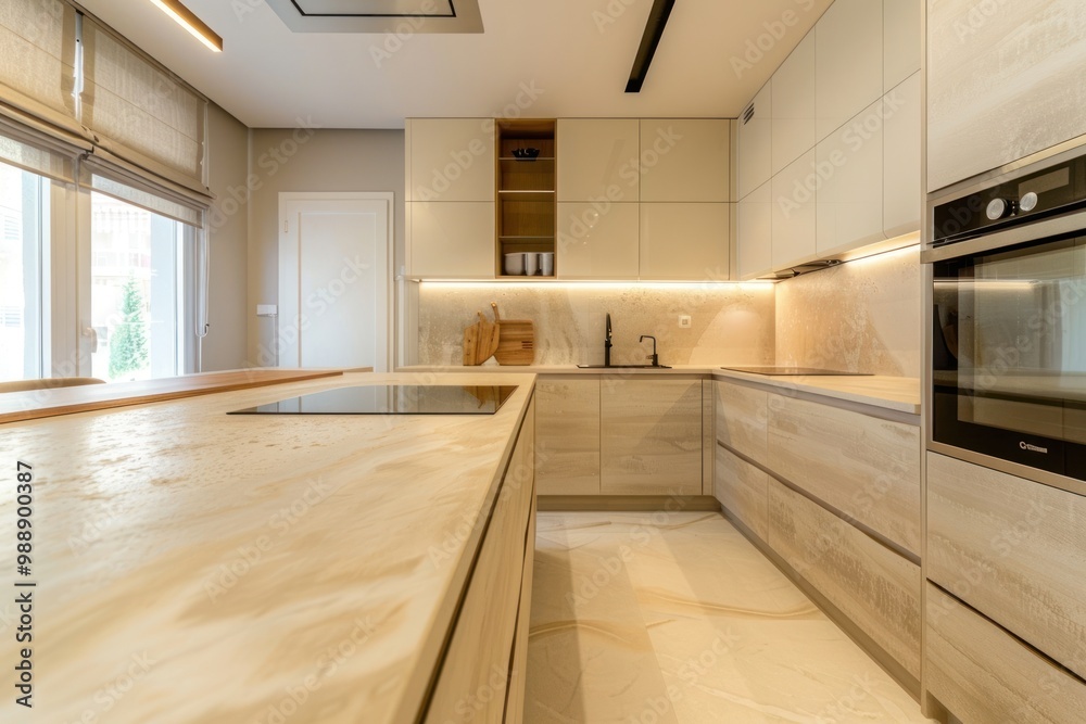 Fototapeta premium Loft kitchen room appliance flooring oven.