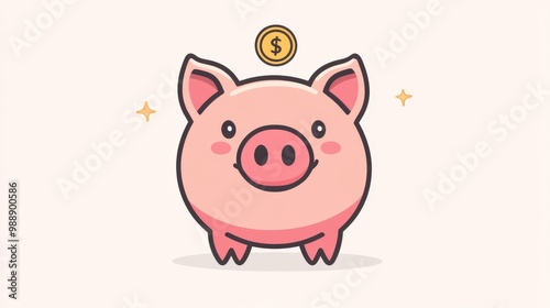 Simple piggy bank logo with a friendly pig icon and coin dropping in, perfect for financial businesses or savings campaigns.