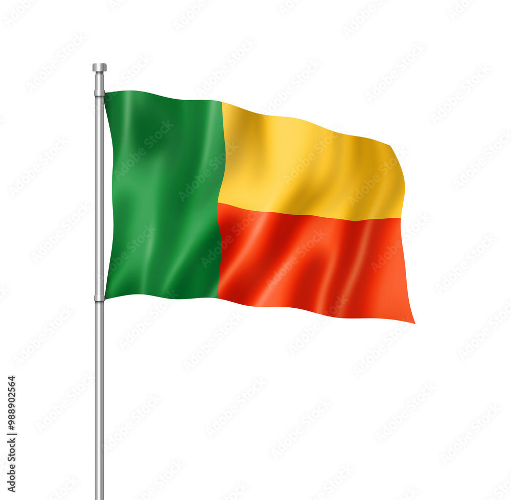 Benin flag isolated on white Benin flag isolated on white