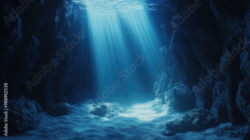 Underwater Ocean Floor with Light Rays