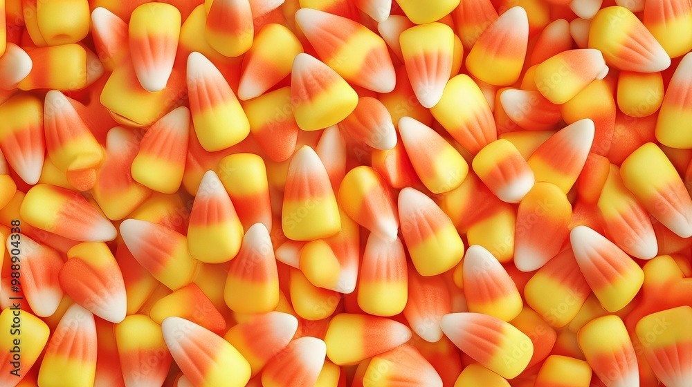 A background filled with candy corn, created using computer graphics. A background filled with candy corn, created using computer graphics.