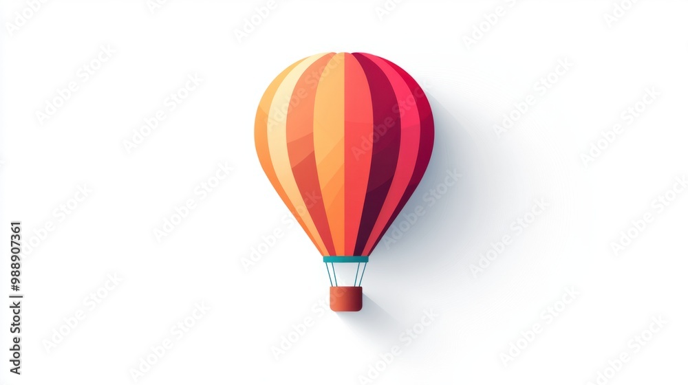 Abstract hot air balloon design with minimal details, floating on white background. Abstract hot air balloon design with minimal details, floating on white background.