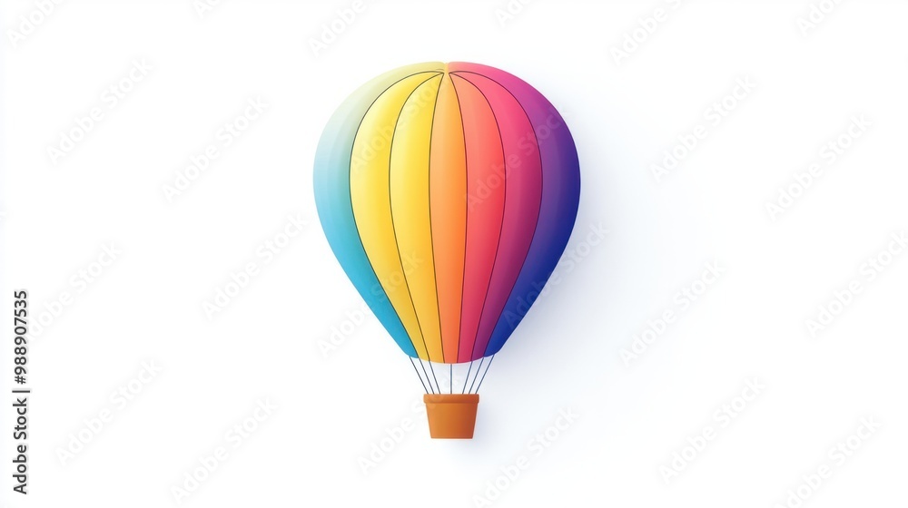 Naklejka premium Abstract hot air balloon in a minimalist style, isolated on white background.