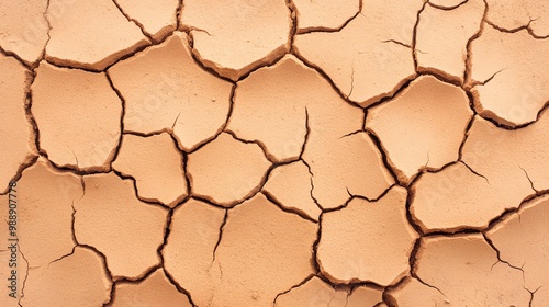 Dry, cracked earth texture, showcasing environmental impact and drought effects.