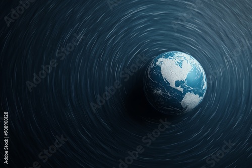 Fototapeta Naklejka Na Ścianę i Meble -  Earth spinning in dark swirling background