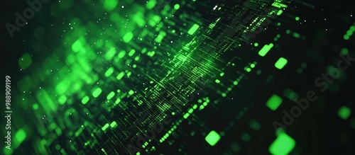 Vibrant Techno Matrix Abstract Green and Black Background featuring Flat Design ideal for illustrations and creative designs with a tech inspired theme and modern aesthetics photo