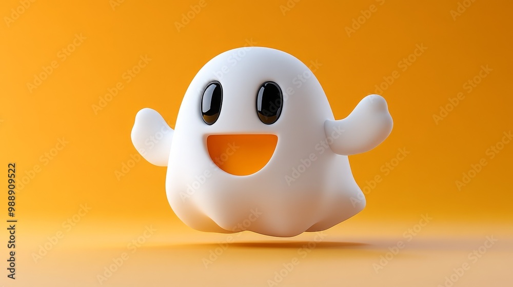 Cute Happy Ghost Cartoon D Render Cute Happy Ghost Cartoon D Render