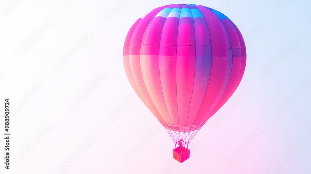 Hot air balloon in neon colors, glowing against a bright white space, modern and striking. Hot air balloon in neon colors, glowing against a bright white space, modern and striking.