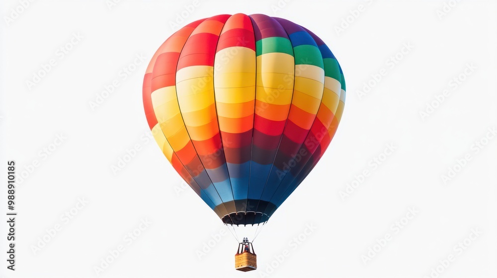 Hot air balloon mid-launch, with vivid colors and clear details, floating on white. Hot air balloon mid-launch, with vivid colors and clear details, floating on white.