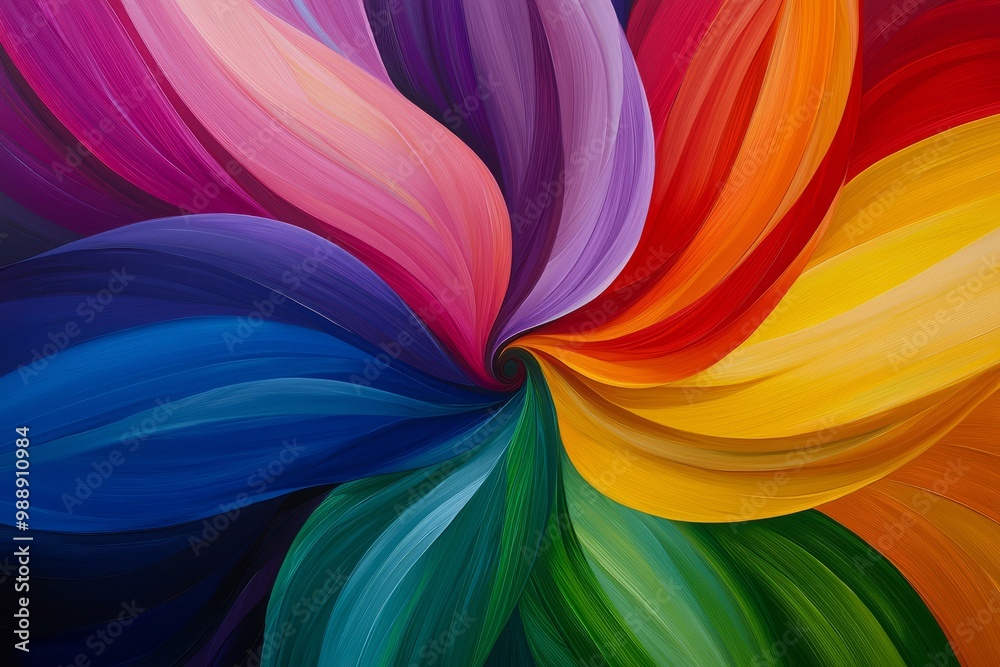 Naklejka premium Colorful abstract swirl design with vibrant hues on a dark background.