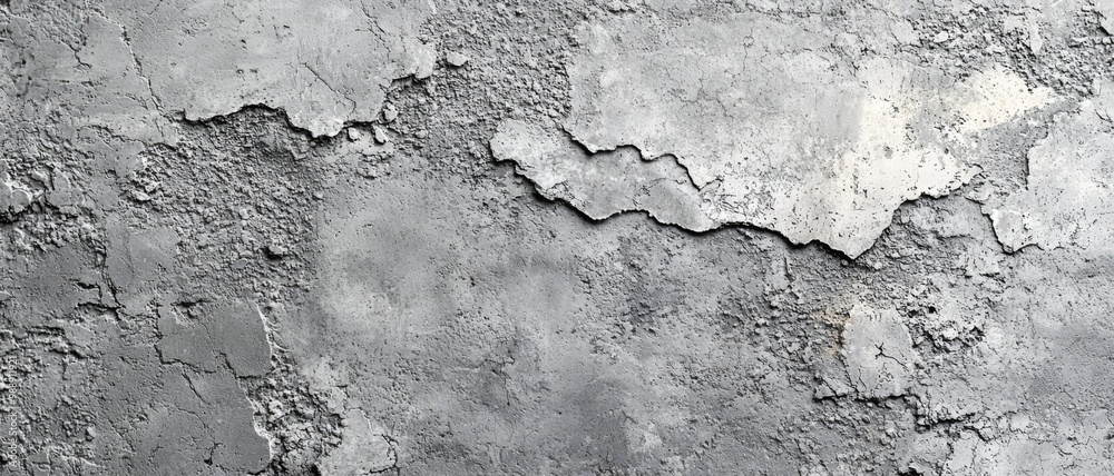 Obraz premium Textured concrete wall with cracked surface showcasing a mix of grey tones and weathered appearance.