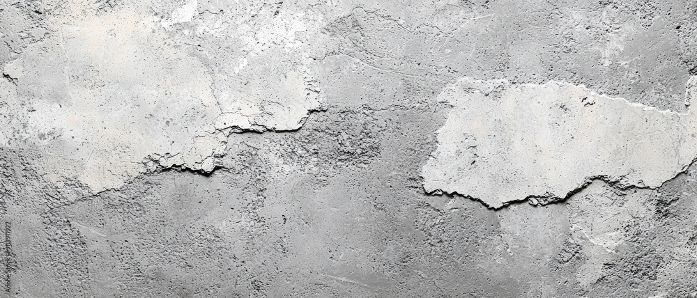 Obraz premium Textured concrete wall with peeling plaster, ideal for backgrounds and architectural designs.