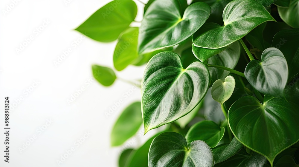Heart-Shaped Philodendron Leaves with Variegated Green Tones Heart-Shaped Philodendron Leaves with Variegated Green Tones