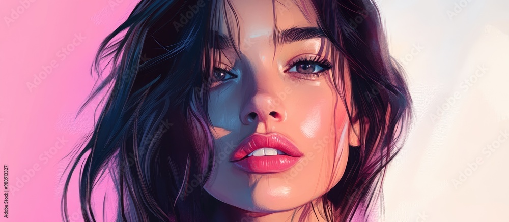 Fototapeta premium Digital illustration of a stunning young woman in a portrait style