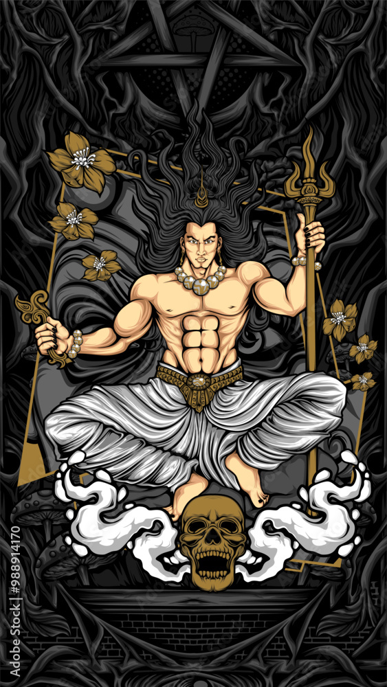 Fototapeta premium krishna sit on the rock