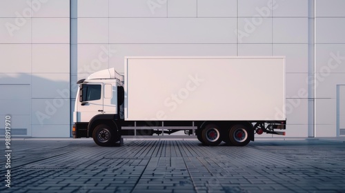 Large White Cargo Truck Mockup for Branding Purposes photo