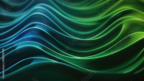 Abstract green color wave flowing express the energetic signal. Seamless texture of vividness curve swirling convey sense of harmony and wonderful scene perfect for effect and graphic design. AIG51.