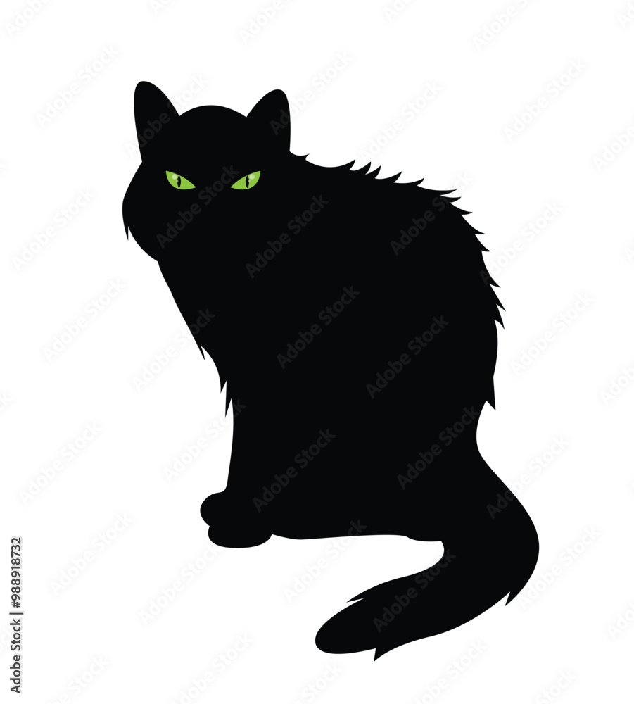 Obraz premium Silhouette of a Sitting Cat. Animals and pets concept vector art