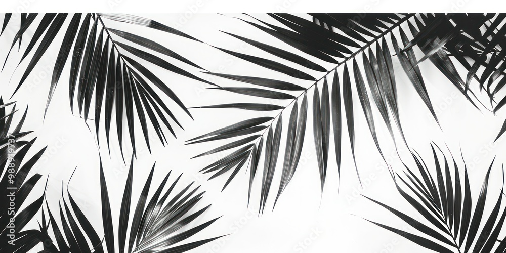 Obraz premium Black and white palm leaf print