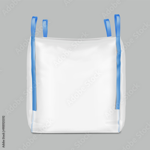 Flexible intermediate bulk container big bag mockup. High realistic. Vector illustration isolated on grey background. Ready for use in presentation, promo, advertising and more. EPS10.