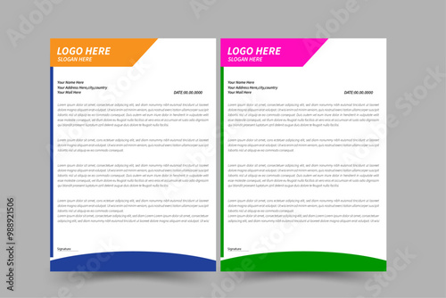 Modern and minimalist corporate company business letterhead template two color variation letterhead set for your business.Clean and professional corporate company business letterhead template design.