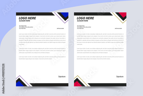 Modern and minimalist corporate company business letterhead template two color variation letterhead set for your business.Clean and professional corporate company business letterhead template design.