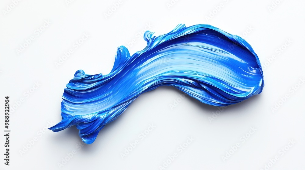 Close up of a 3D rendered blue brush stroke thick Close up of a 3D rendered blue brush stroke thick