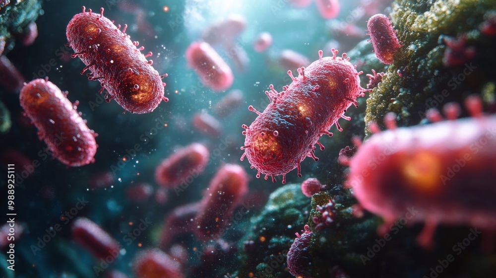 3D Render of Bacteria Showcasing Detailed Structure and Complexity 3D Render of Bacteria Showcasing Detailed Structure and Complexity