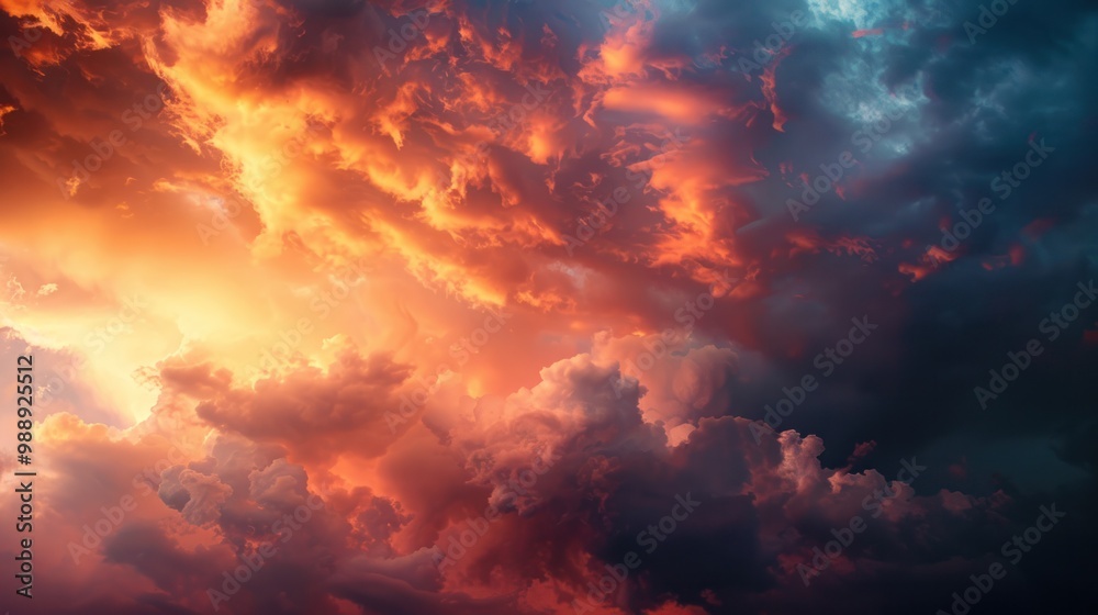 Fototapeta premium Heavenly scene with storm clouds giving way to a burst of sunlight, spreading