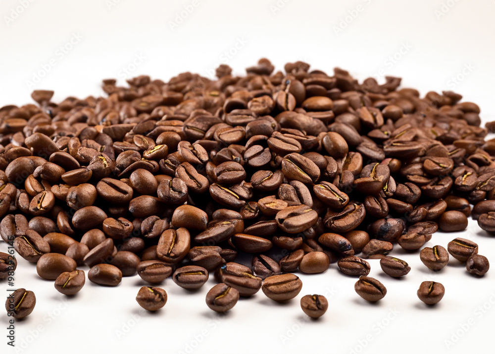 A Close-Up View of Freshly Roasted Coffee Beans Displaying Their Rich Brown Color and Textured Surface A Close-Up View of Freshly Roasted Coffee Beans Displaying Their Rich Brown Color and Textured Surface